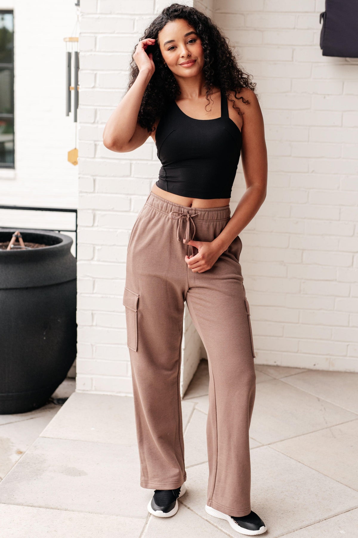 Run, Don't Walk Cargo Sweatpants in Smokey Brown - becauseofadi