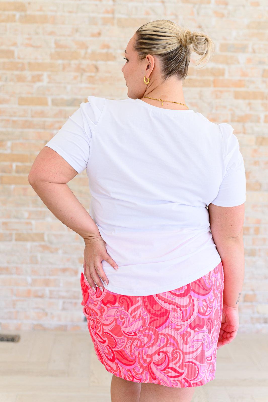 Strong Enough Puff Sleeve Tee In White - becauseofadi