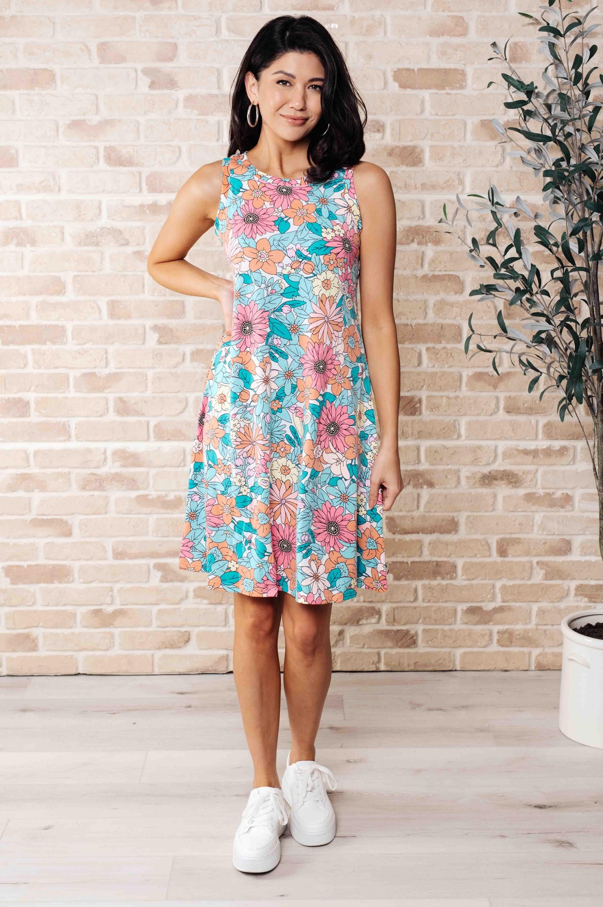 Summer Garden Sleeveless Swing Dress - becauseofadi