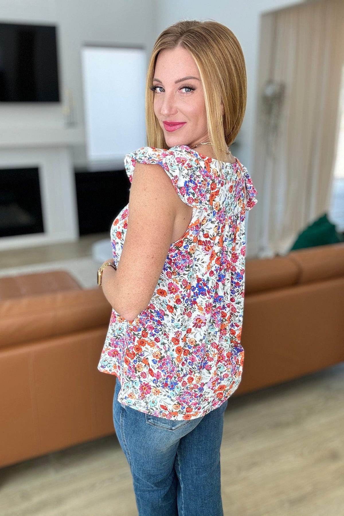 Take A Risk Floral Square Neck Top - becauseofadi