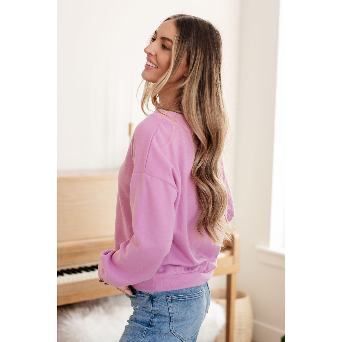 Totally Verified Long Sleeve V-Neck Top - becauseofadi