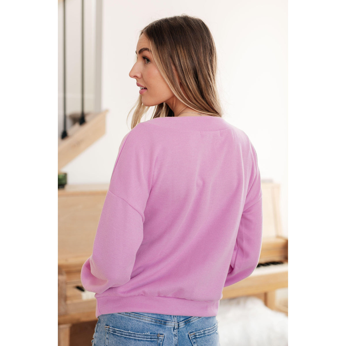 Totally Verified Long Sleeve V-Neck Top - becauseofadi