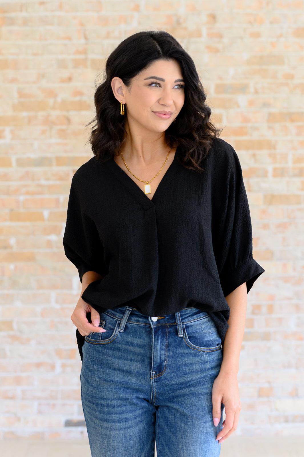 Up For Anything V-Neck Blouse in Black - becauseofadi