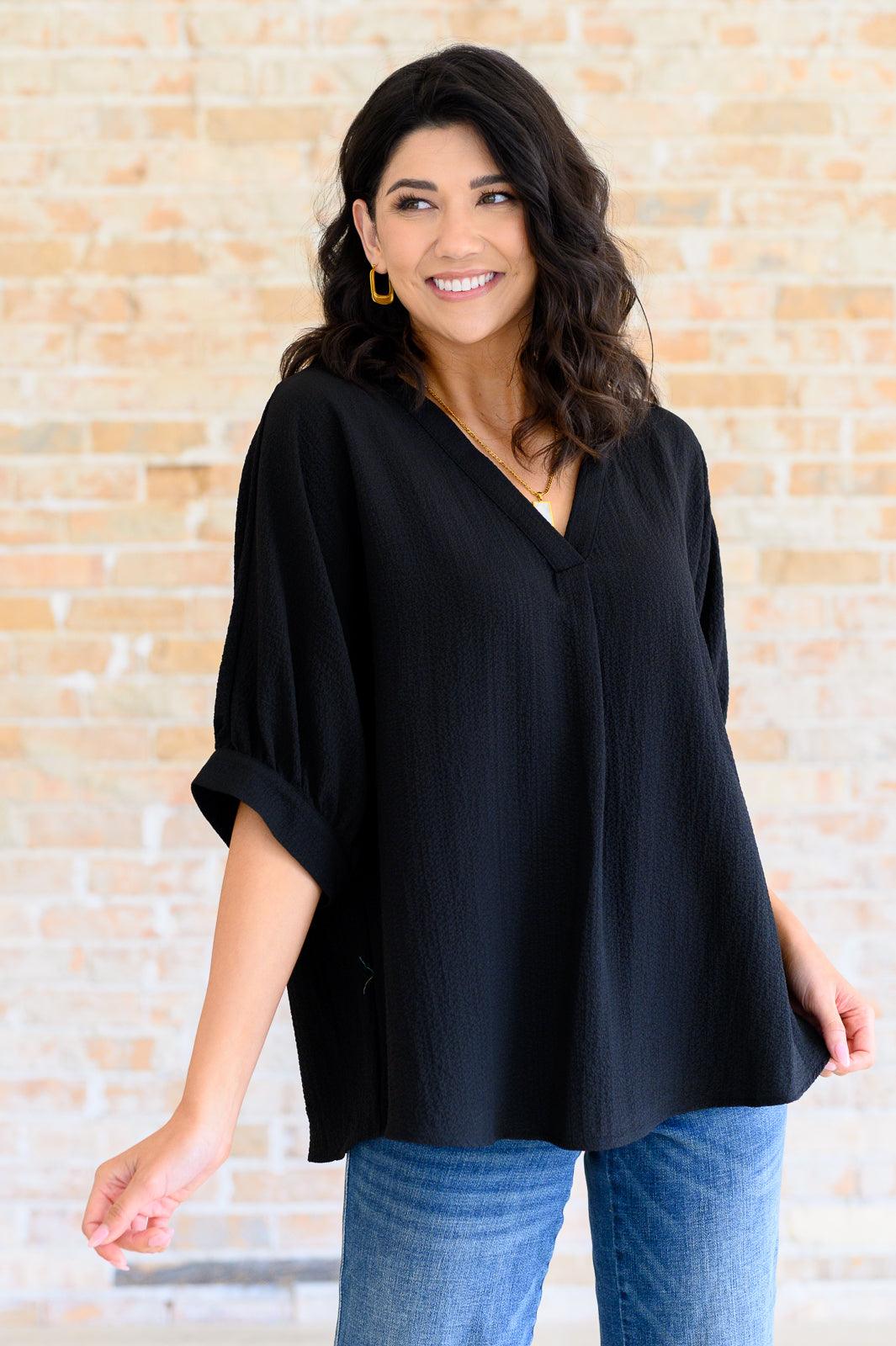 Up For Anything V-Neck Blouse in Black - becauseofadi