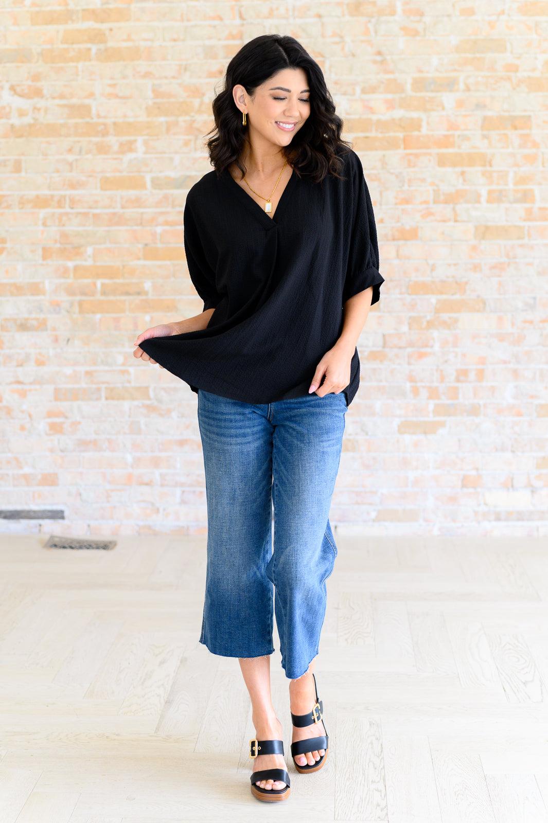 Up For Anything V-Neck Blouse in Black - becauseofadi