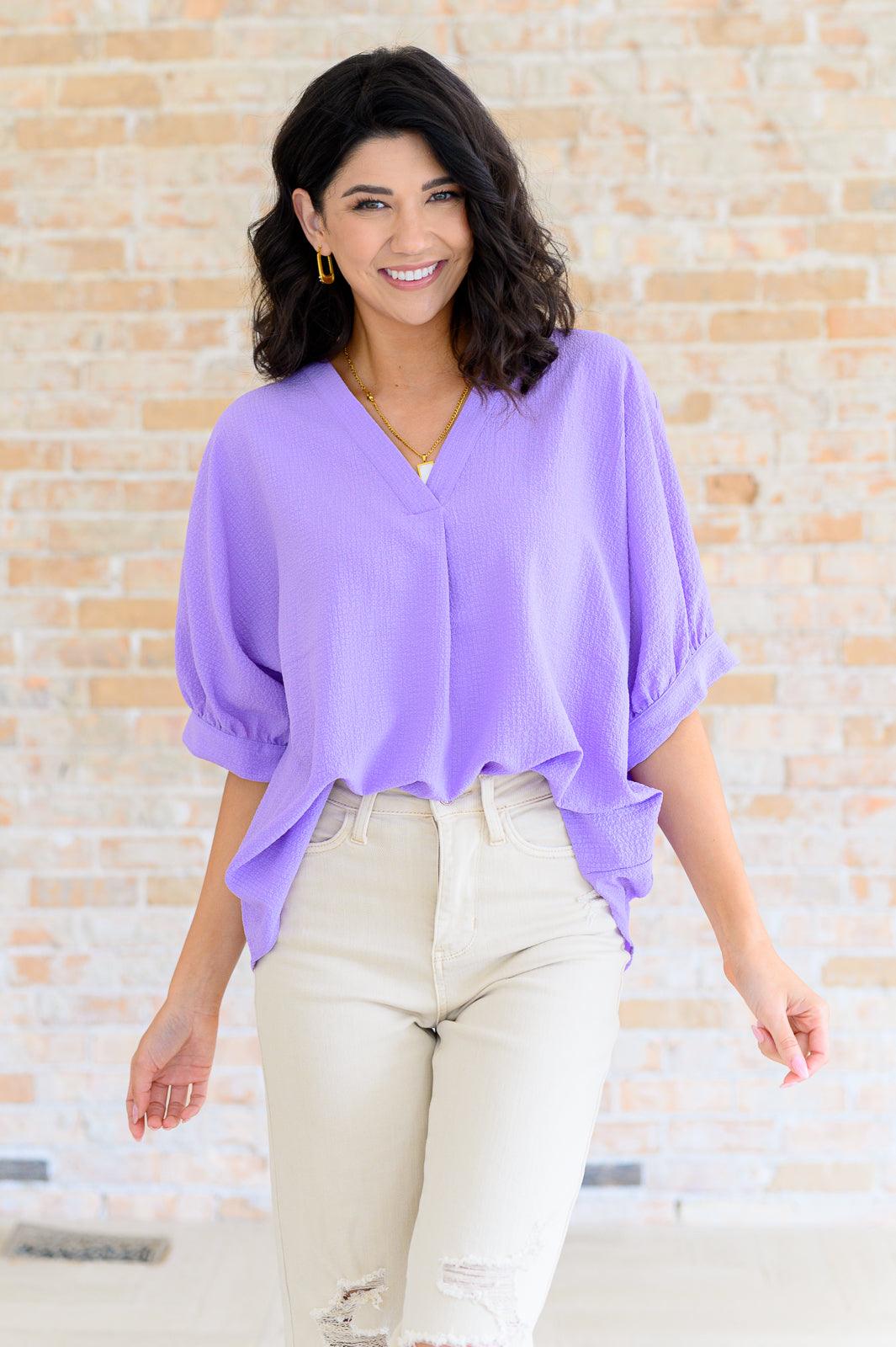 Up For Anything V-Neck Blouse in Lavender - becauseofadi