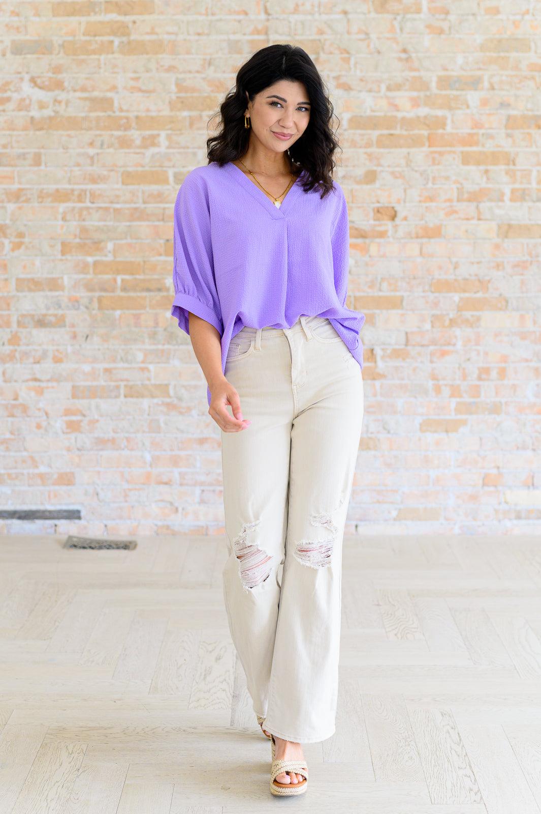 Up For Anything V-Neck Blouse in Lavender - becauseofadi