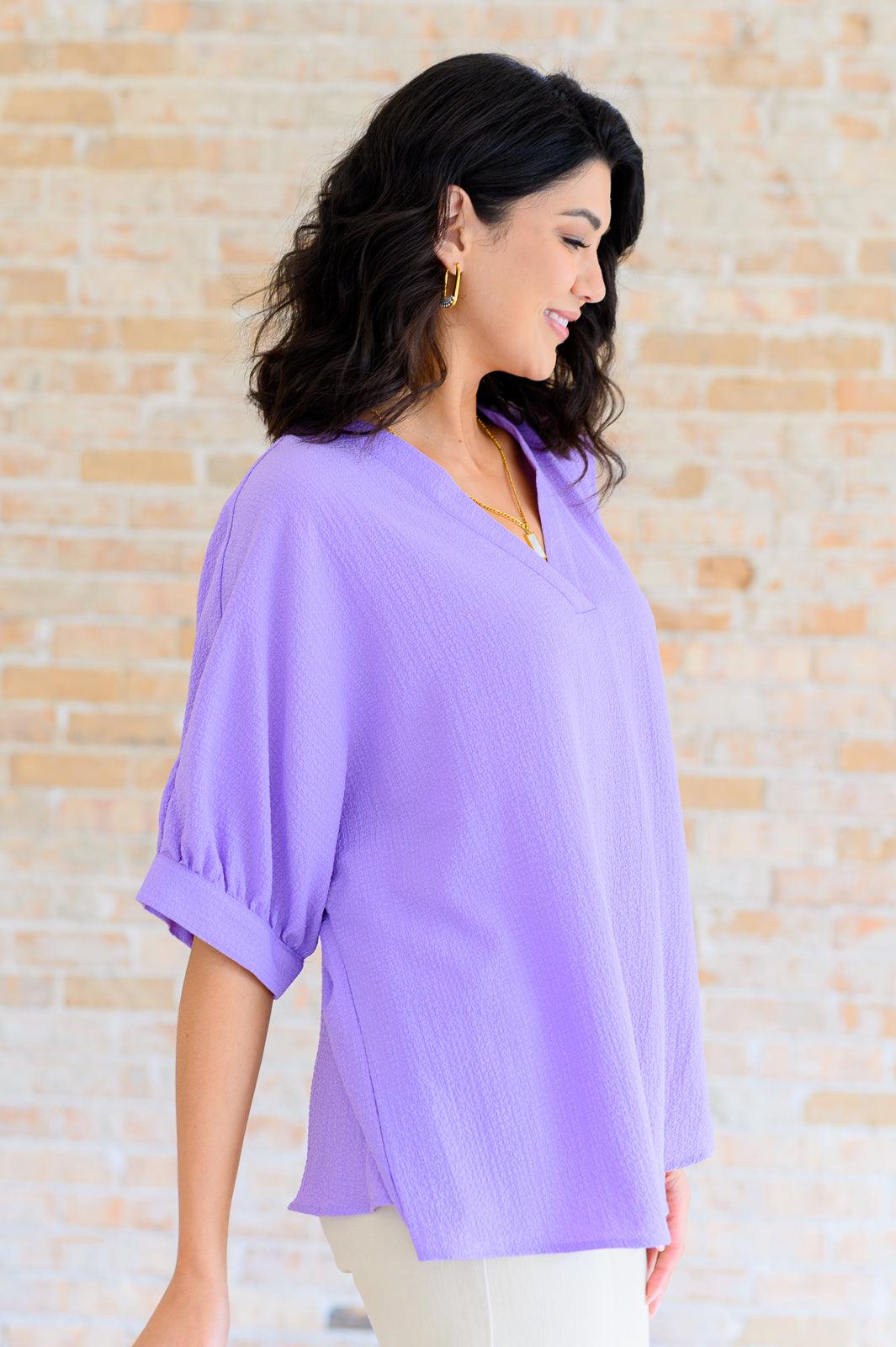 Up For Anything V-Neck Blouse in Lavender - becauseofadi