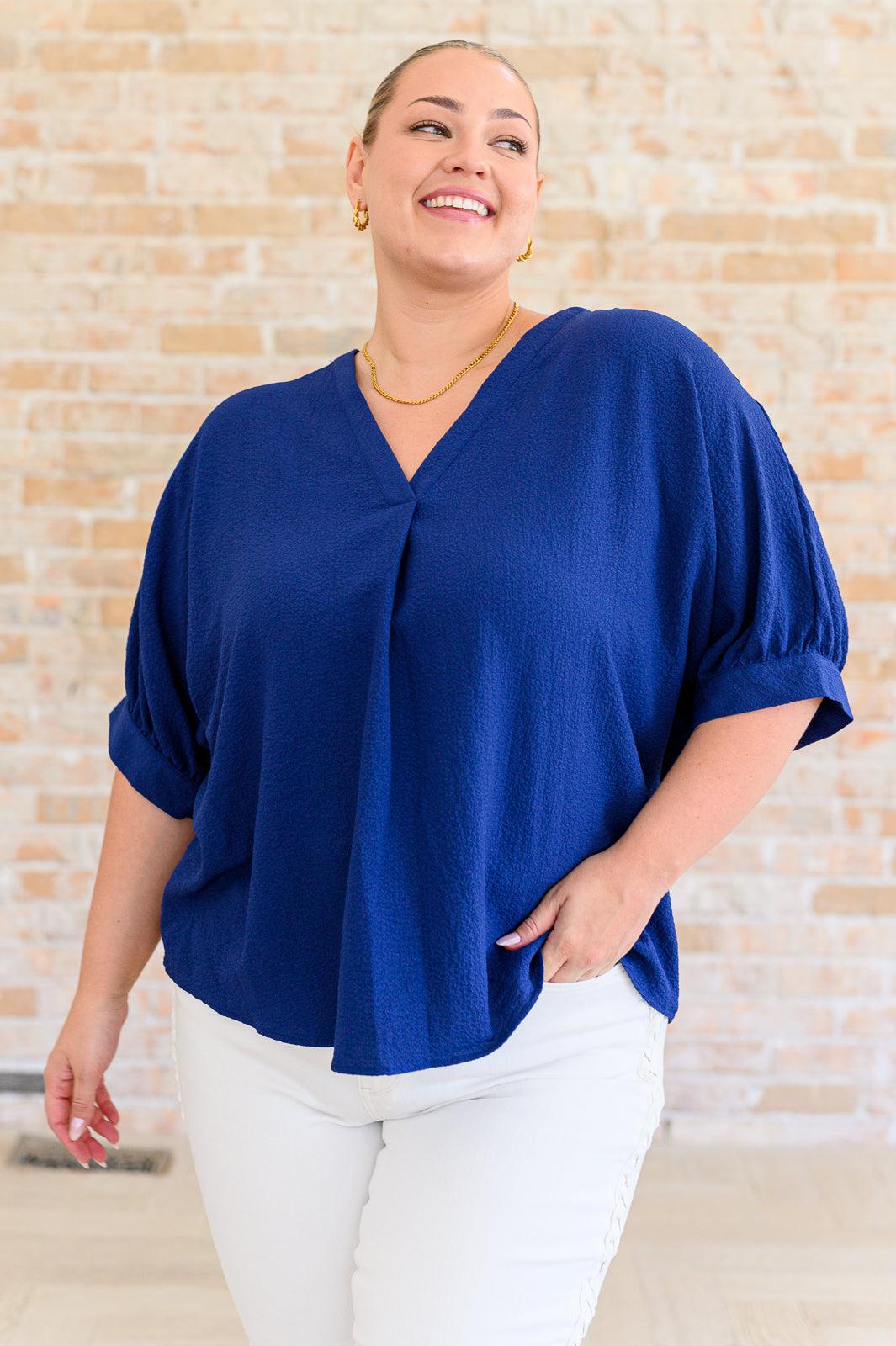 Up For Anything V-Neck Blouse in Navy - becauseofadi