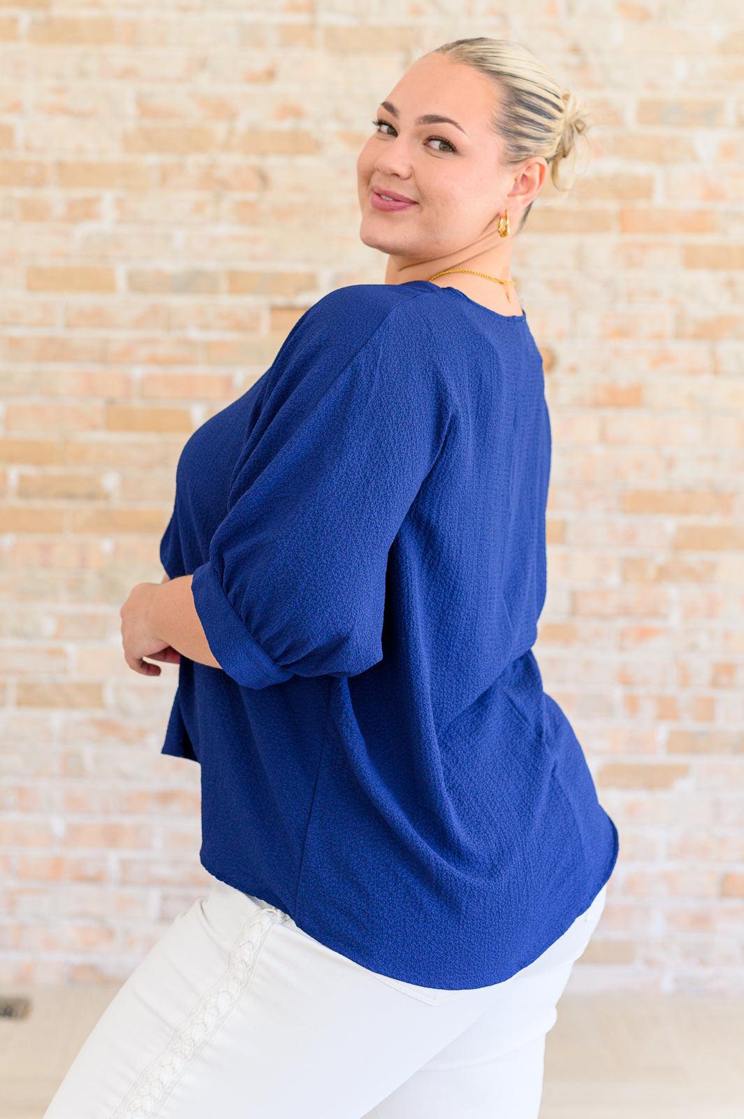 Up For Anything V-Neck Blouse in Navy - becauseofadi