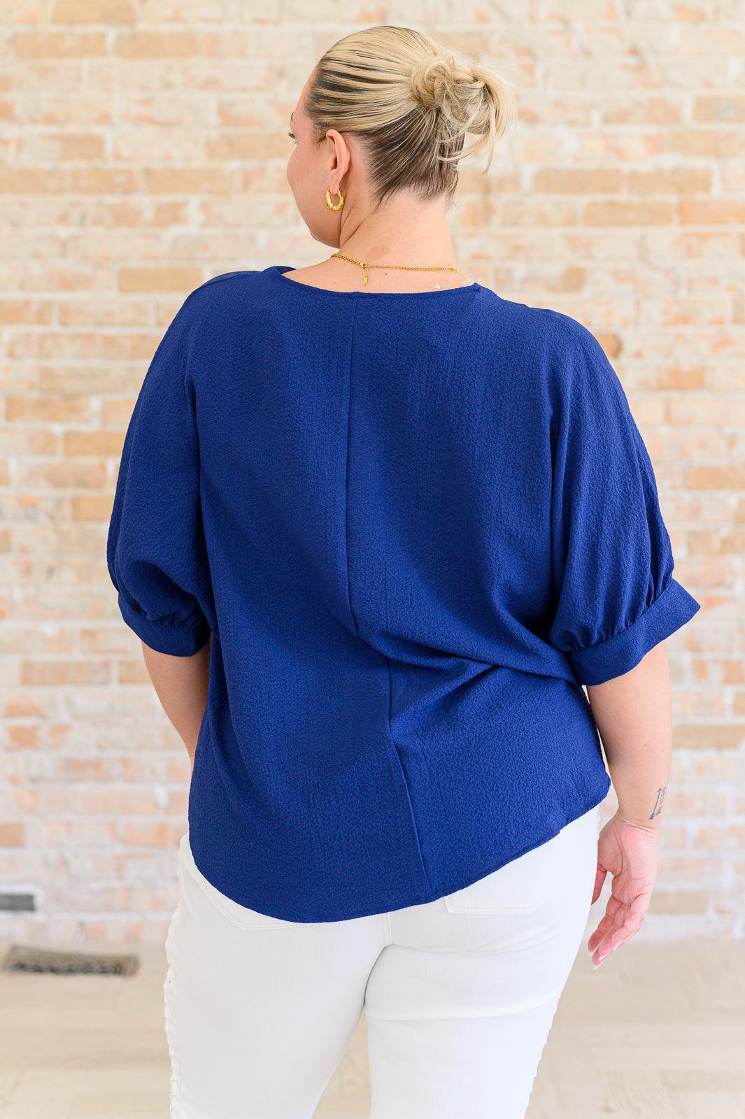 Up For Anything V-Neck Blouse in Navy - becauseofadi