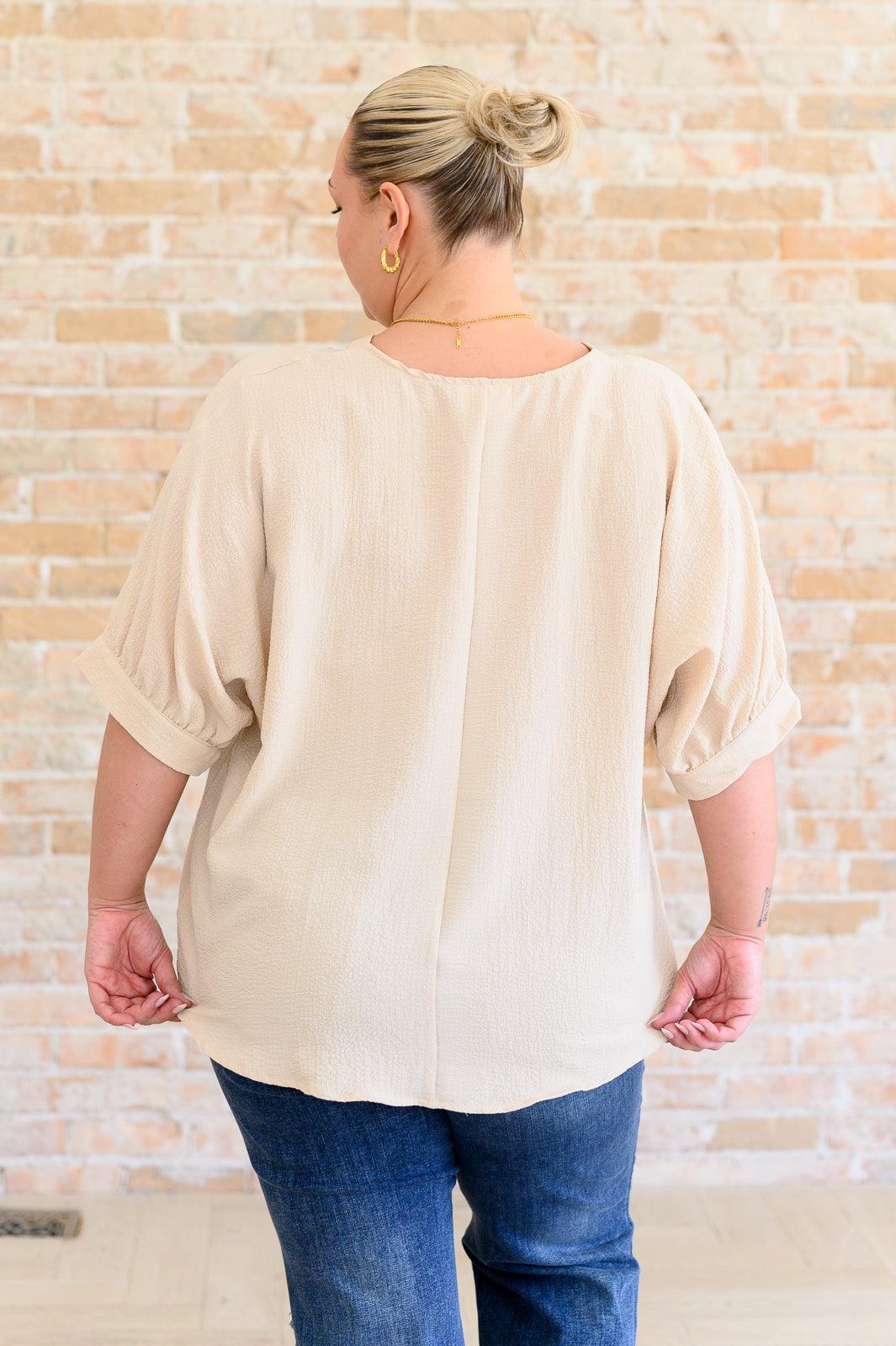 Up For Anything V-Neck Blouse in Taupe - becauseofadi