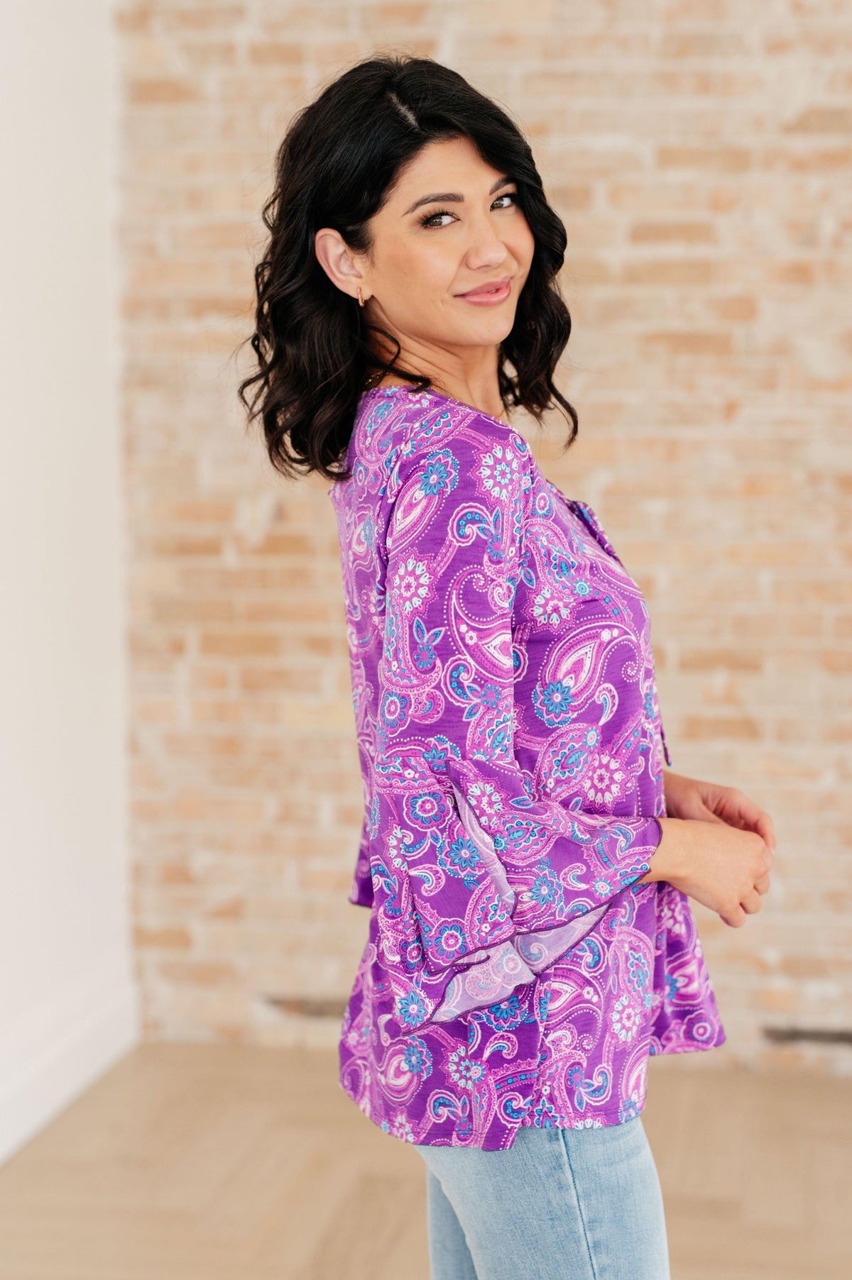 Willow Bell Sleeve Top in Lavender Paisley - becauseofadi