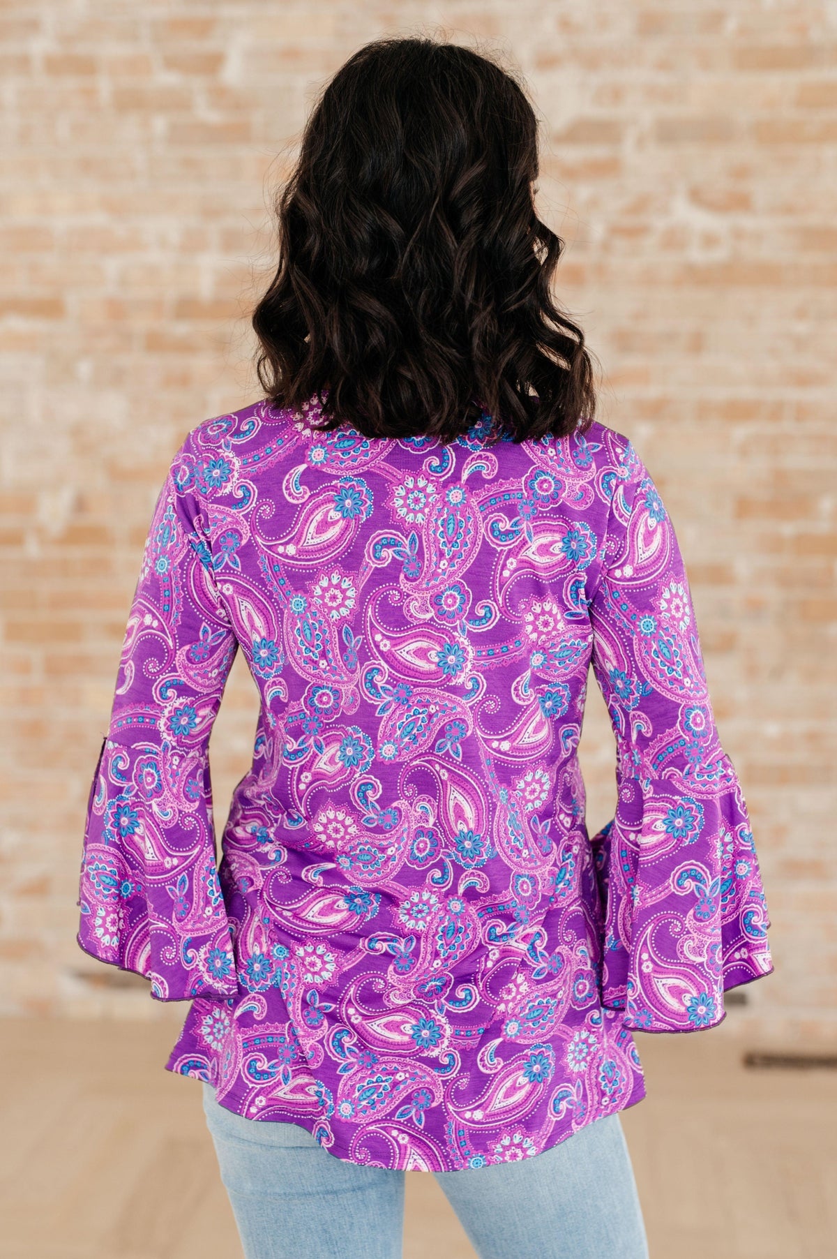 Willow Bell Sleeve Top in Lavender Paisley - becauseofadi