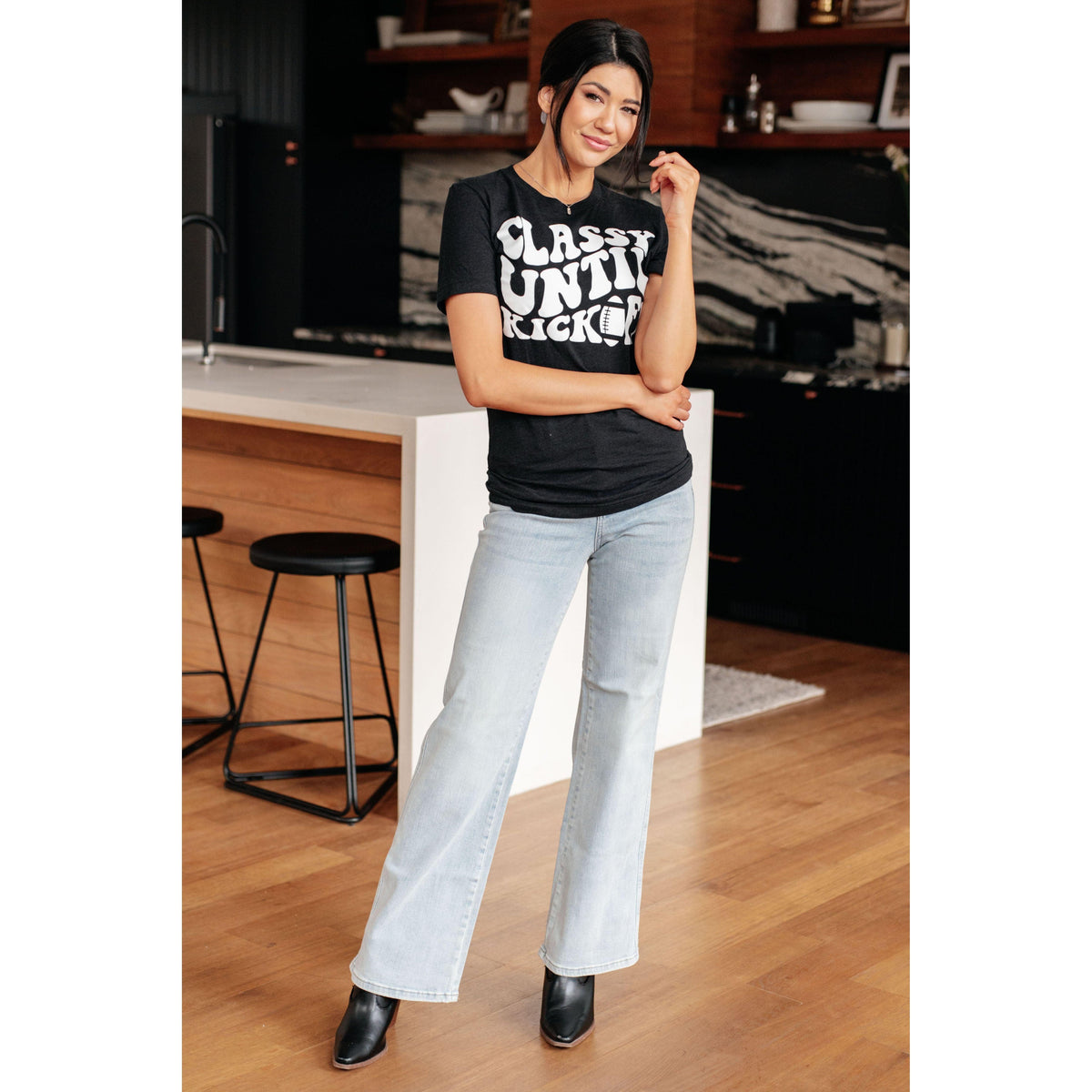 Women's Classy Until Kickoff Tee in Black - becauseofadi