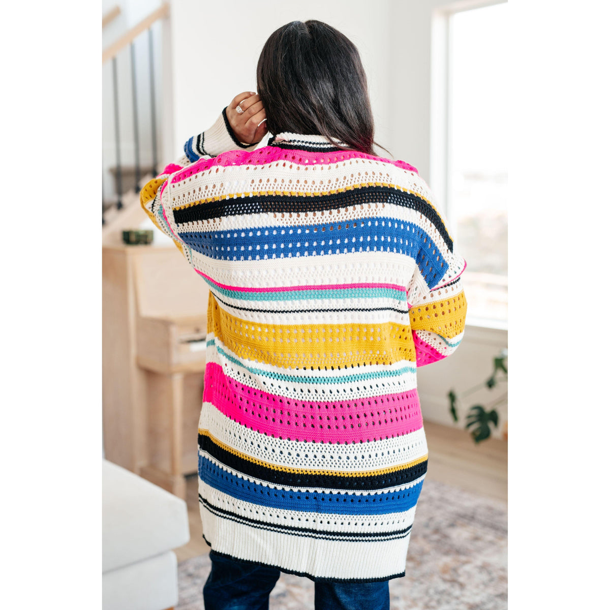 Women's Felt Cute Striped Cardigan - becauseofadi