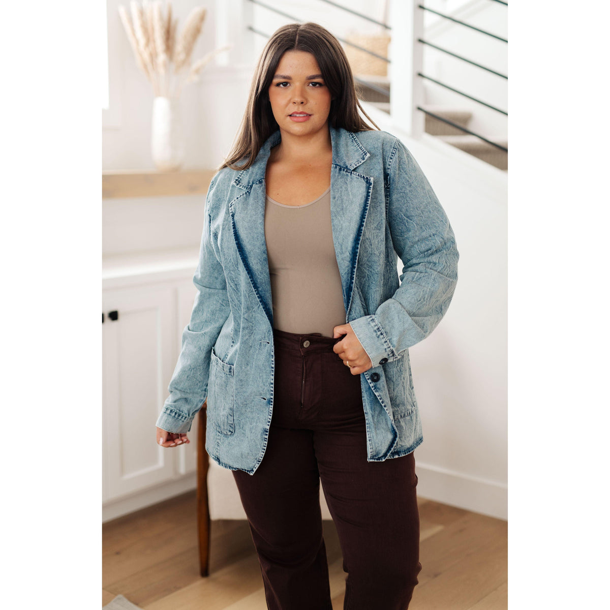 Bibi | Women's Business Brunch Denim Blazer - becauseofadi