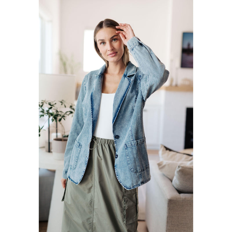 Bibi | Women's Business Brunch Denim Blazer - becauseofadi