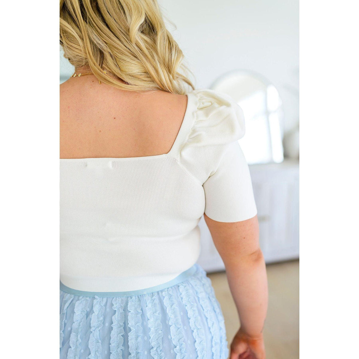 Cascading Ruffles Baby Blue A-Line Skirt - becauseofadi