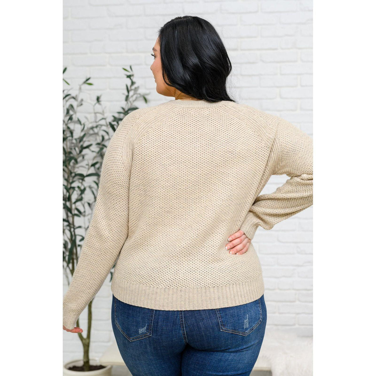 Chai Latte V-Neck Sweater in Oatmeal - becauseofadi