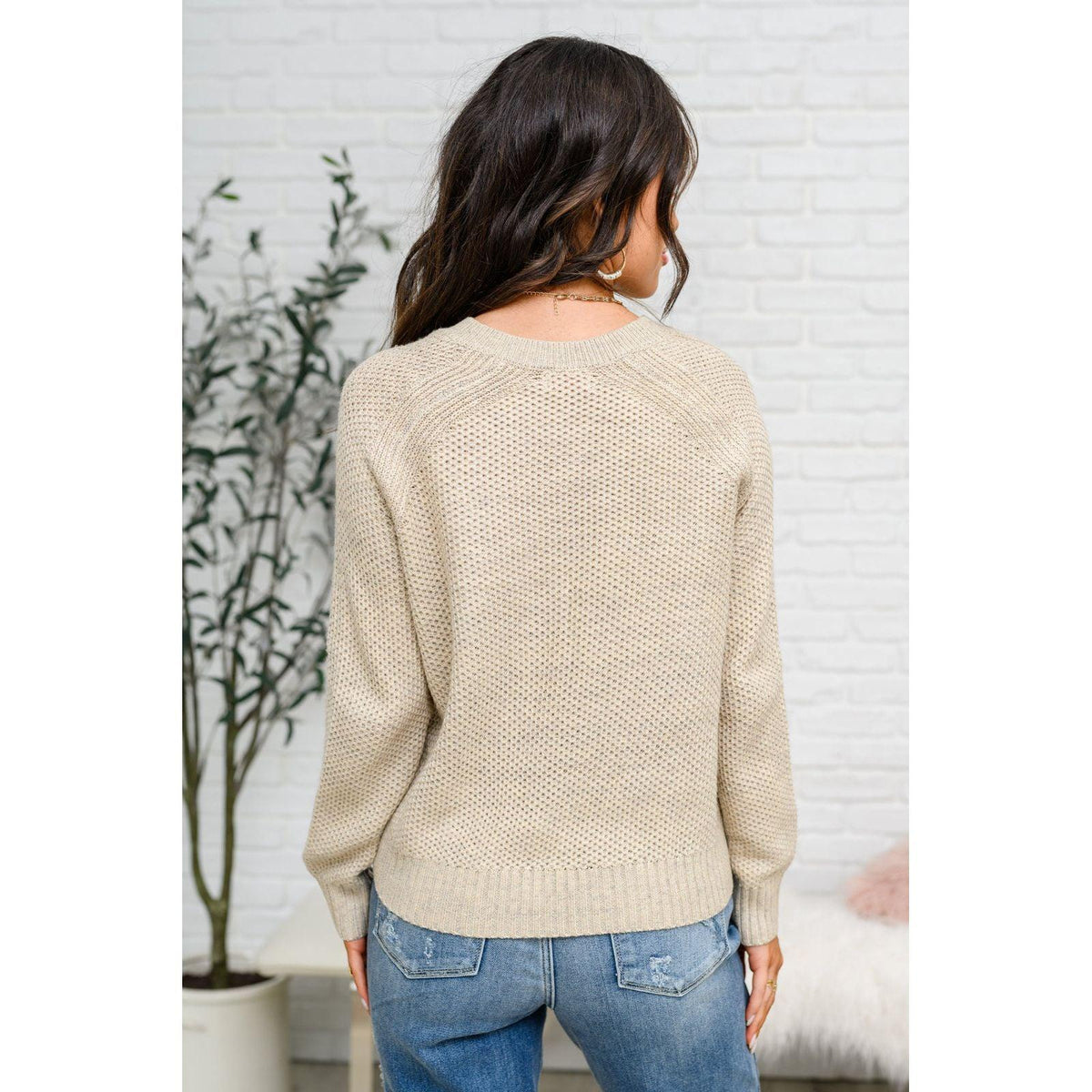 Chai Latte V-Neck Sweater in Oatmeal - becauseofadi