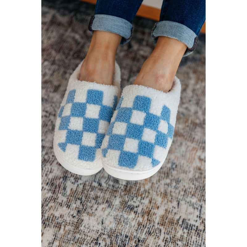 Checked Out Slippers in Blue - becauseofadi