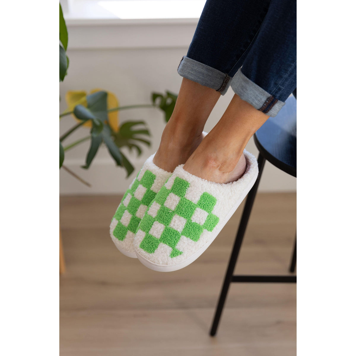 Checked Out Slippers in Green - becauseofadi