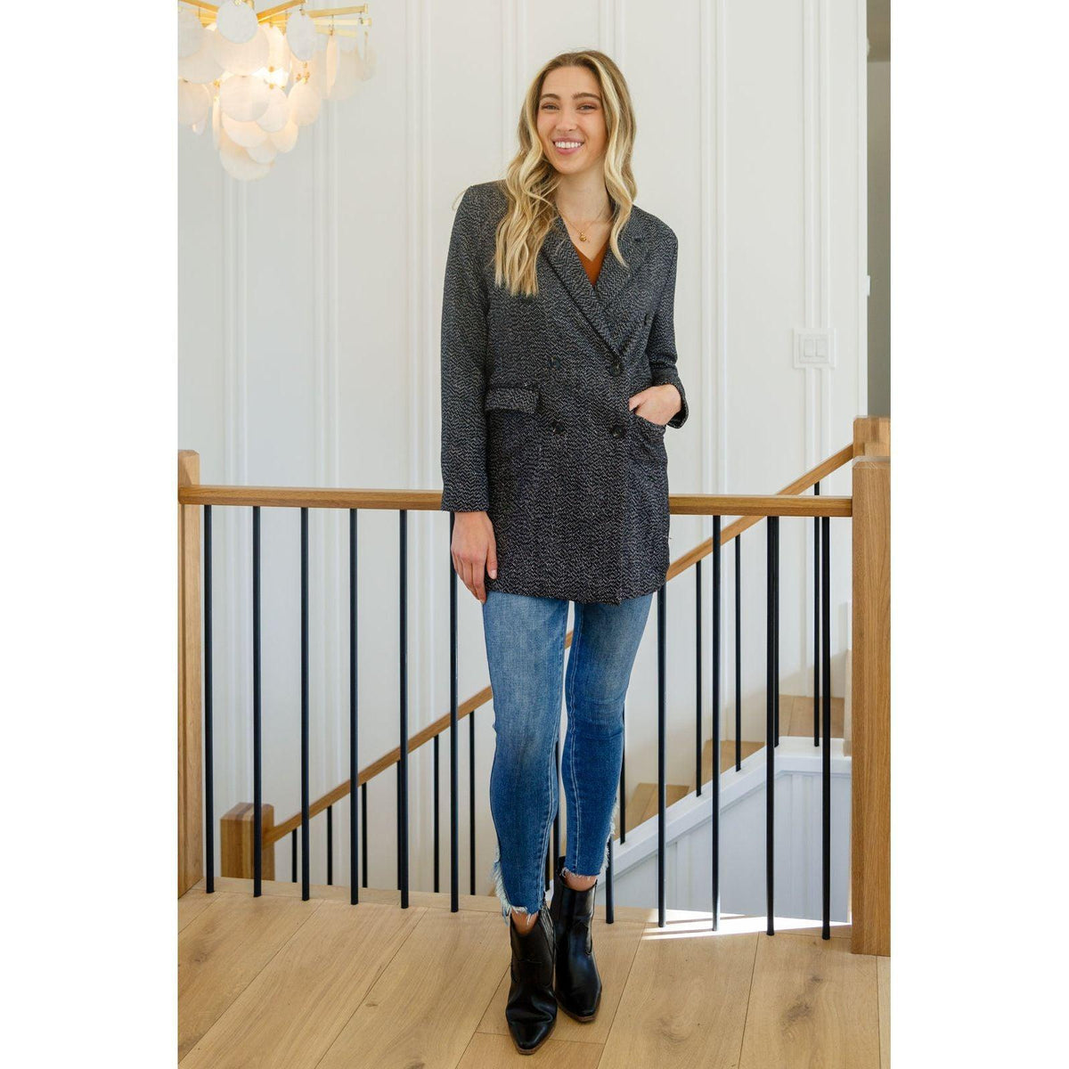 Chic Upon Arrival Button Down Blazer Jacket In Black - becauseofadi