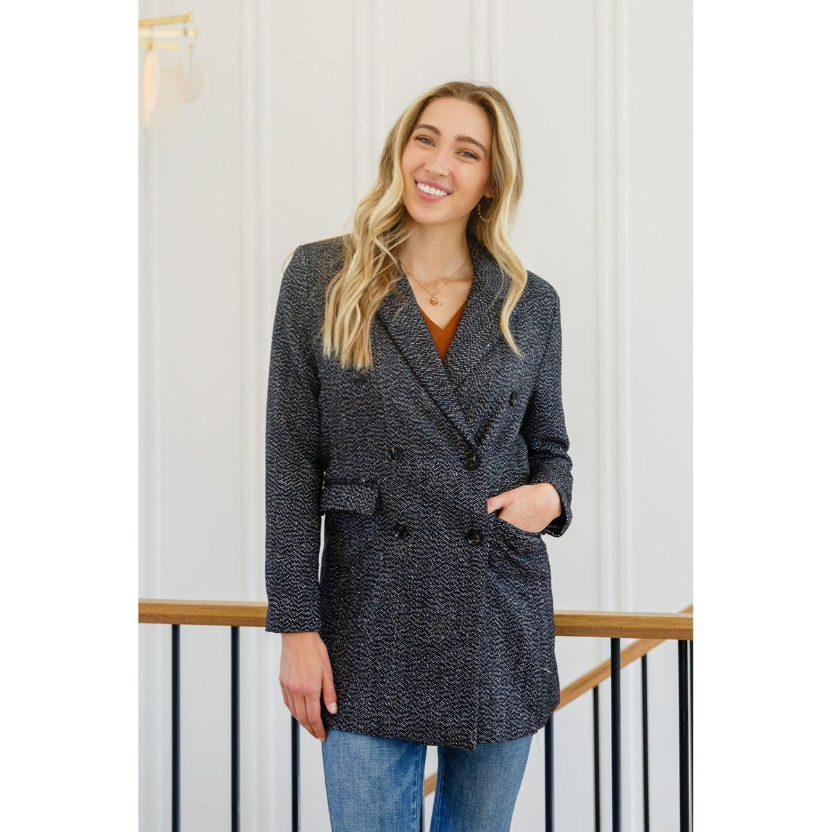 Chic Upon Arrival Button Down Blazer Jacket In Black - becauseofadi