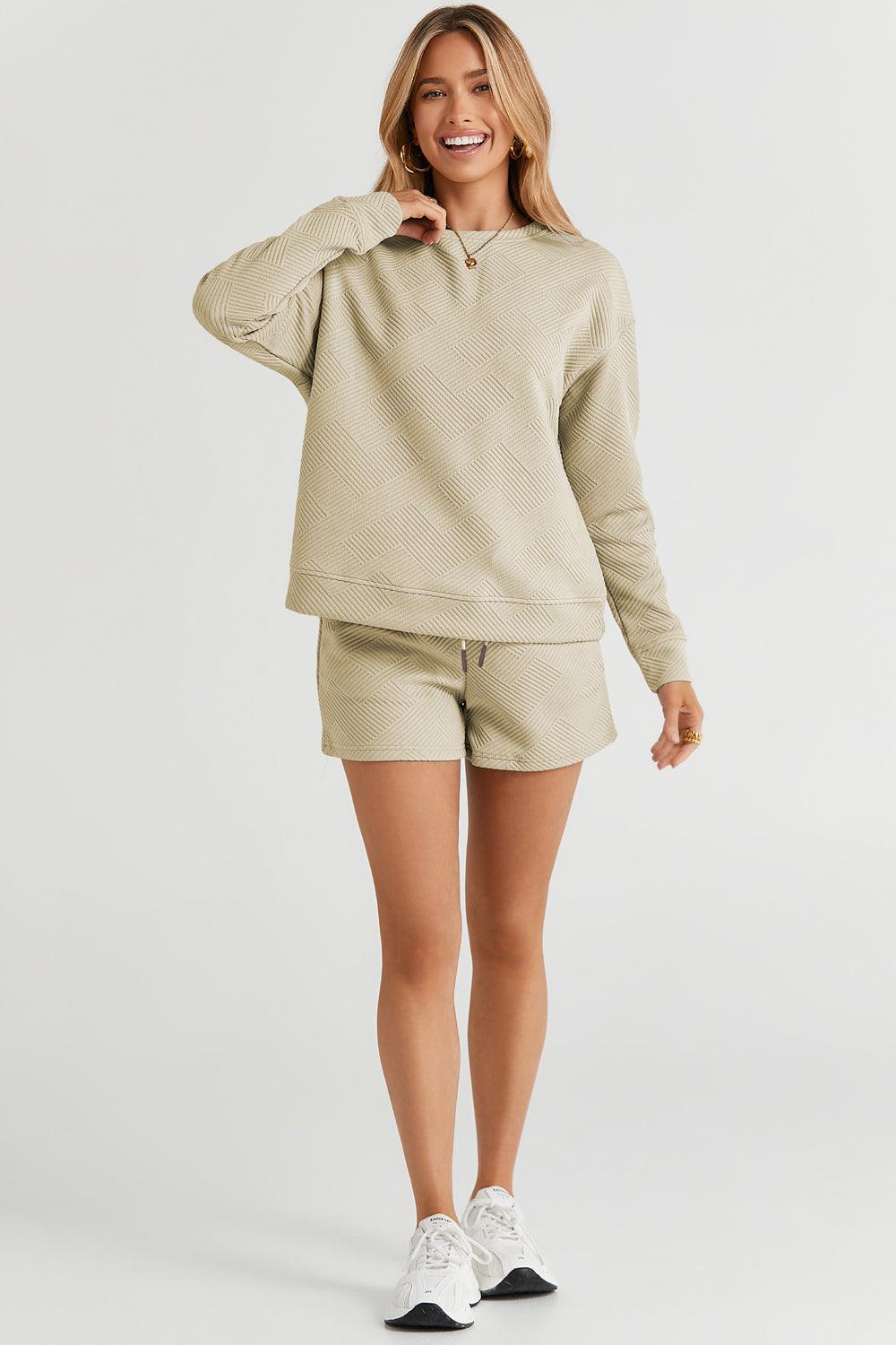 CozyChic Comfort Long Sleeve Shorts Set - becauseofadi