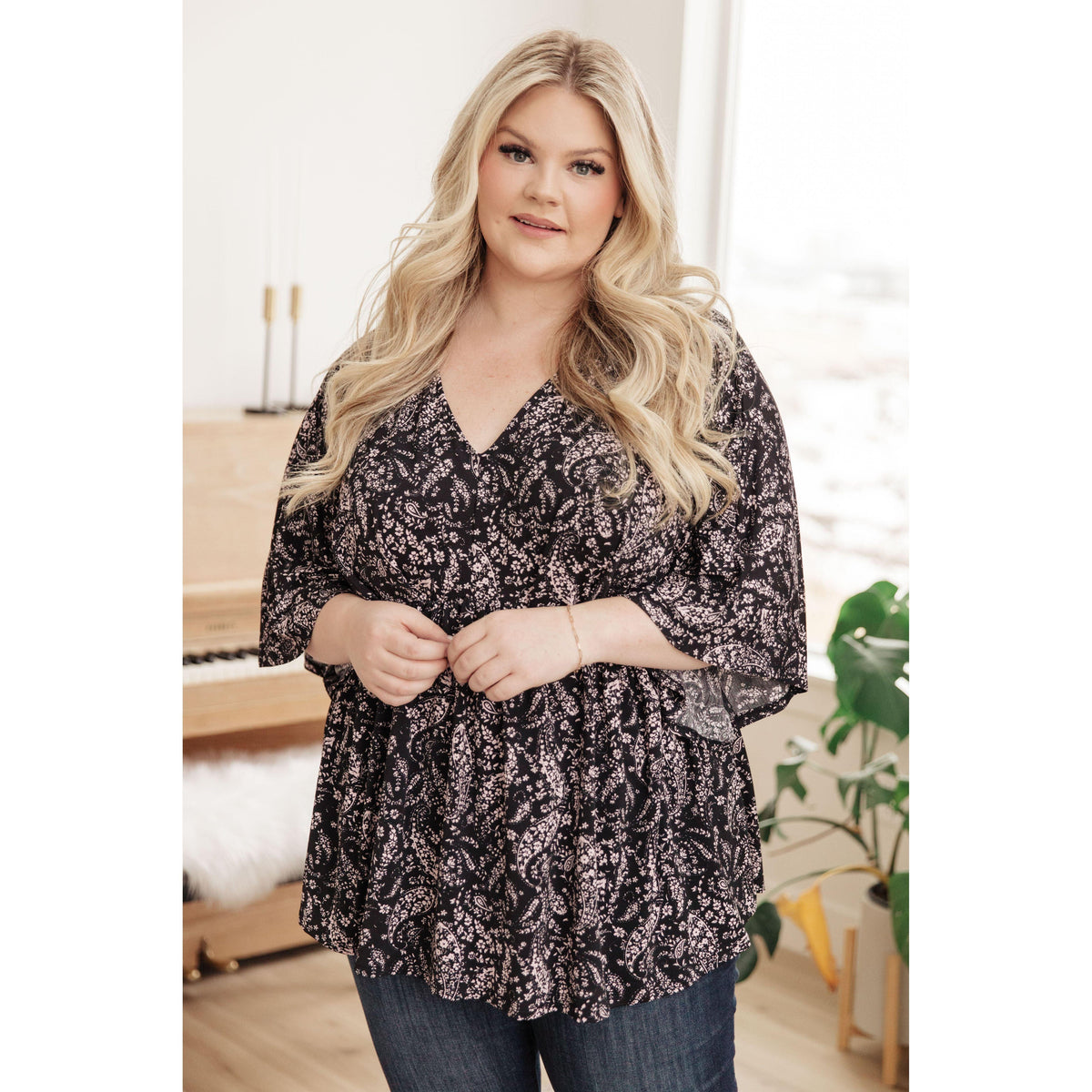 Dearest Dreamer Peplum Top in Black and Blush - becauseofadi