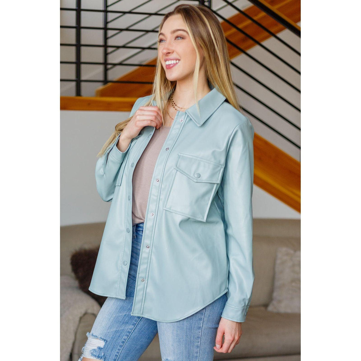 Endlessly Longing Faux Leather Shacket - becauseofadi