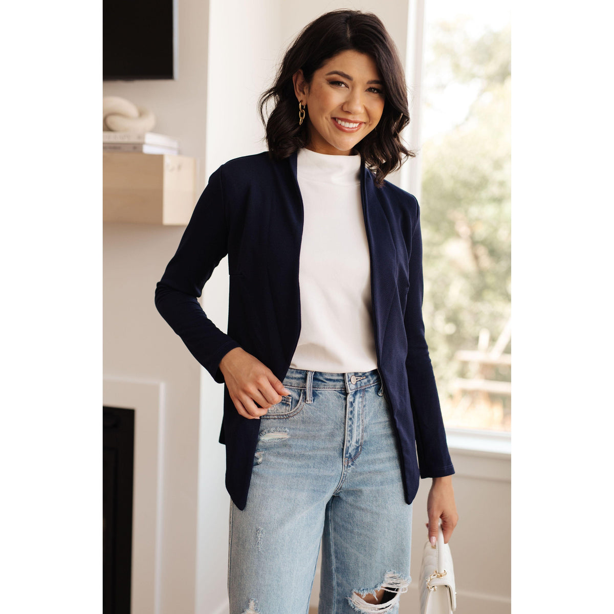 Fitted Blazer in Navy - becauseofadi