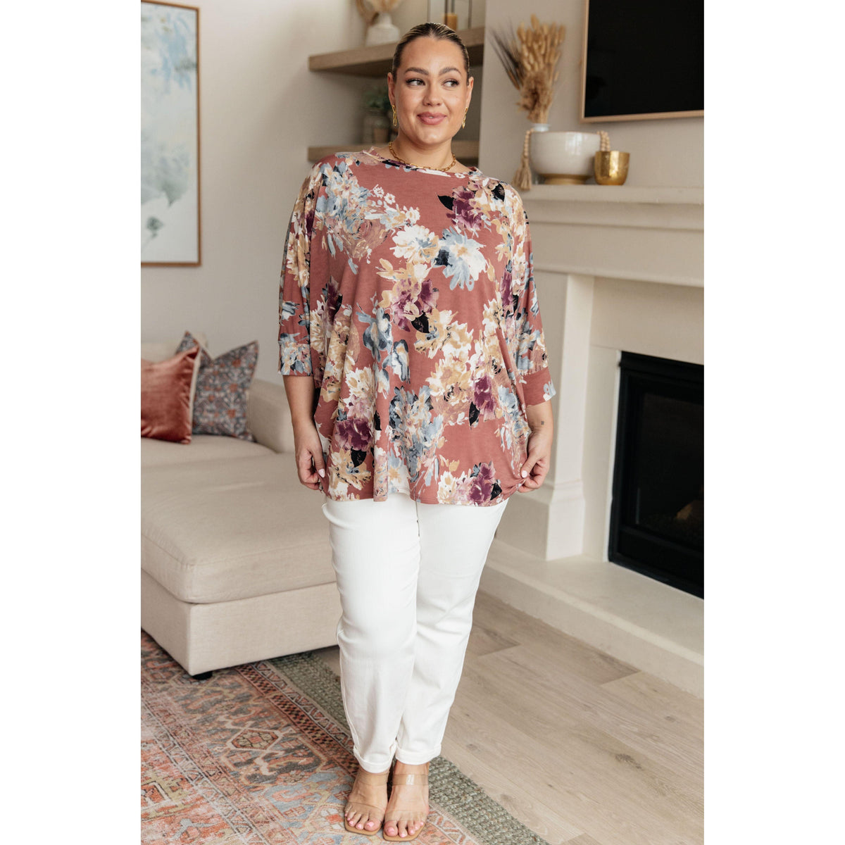 Float On Floral Top in Marsala - becauseofadi