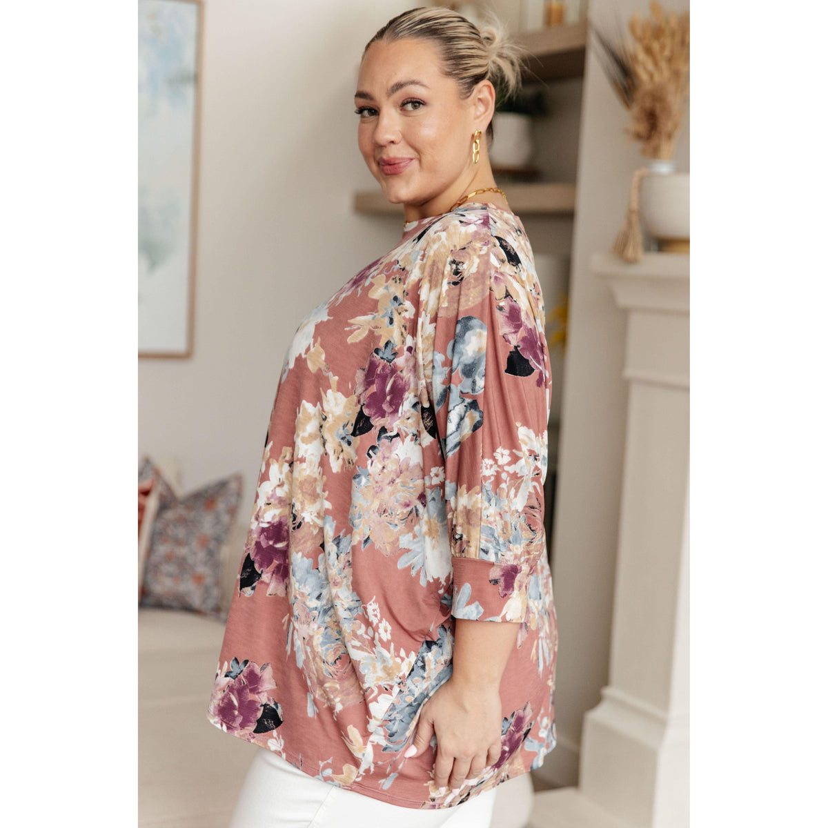 Float On Floral Top in Marsala - becauseofadi