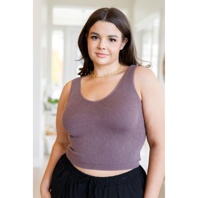 Fundamentals Ribbed Seamless Reversible Tank in Brown - becauseofadi