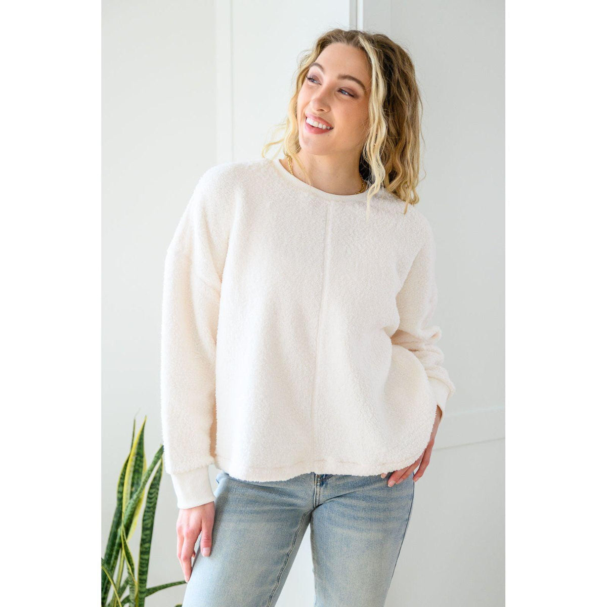 Fuzzy Cuddles Sweater in Off White - becauseofadi