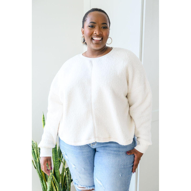 Fuzzy Cuddles Sweater in Off White - becauseofadi