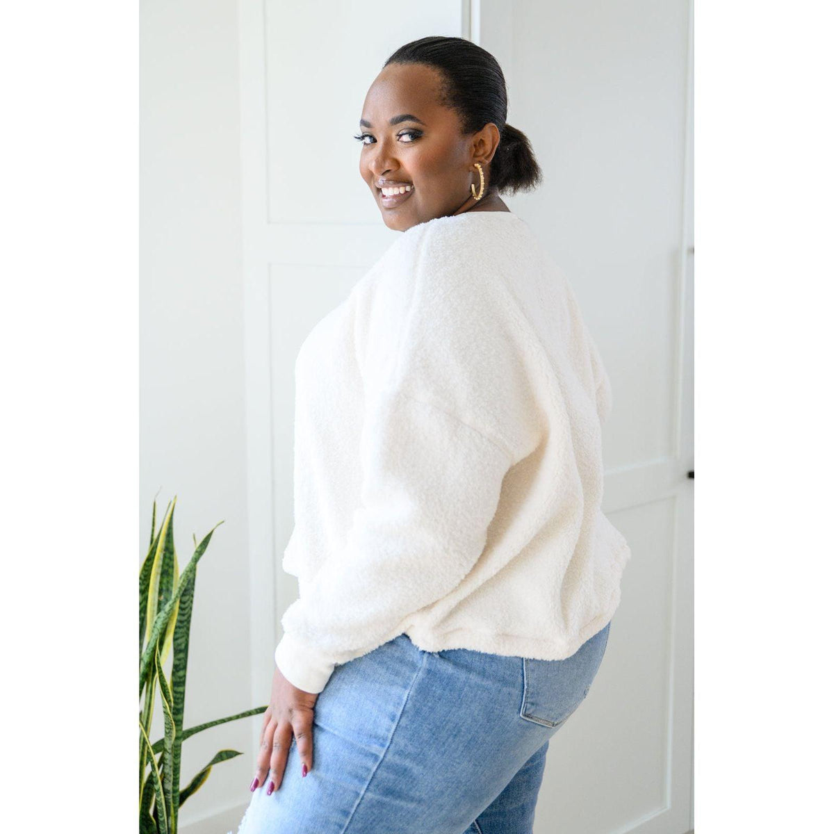 Fuzzy Cuddles Sweater in Off White - becauseofadi