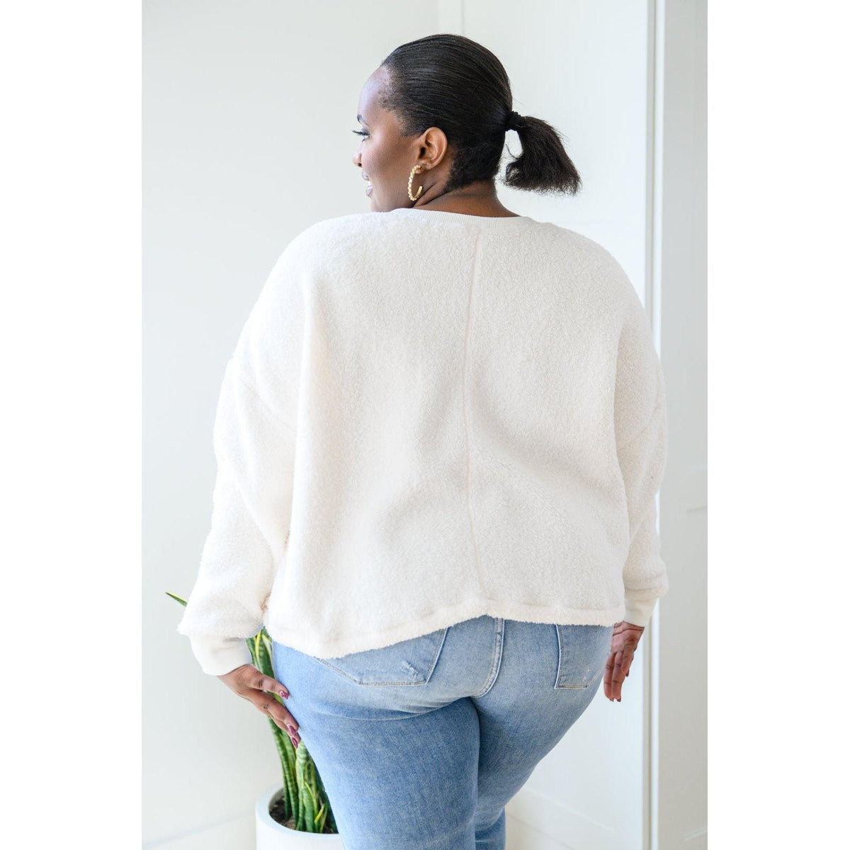 Fuzzy Cuddles Sweater in Off White - becauseofadi