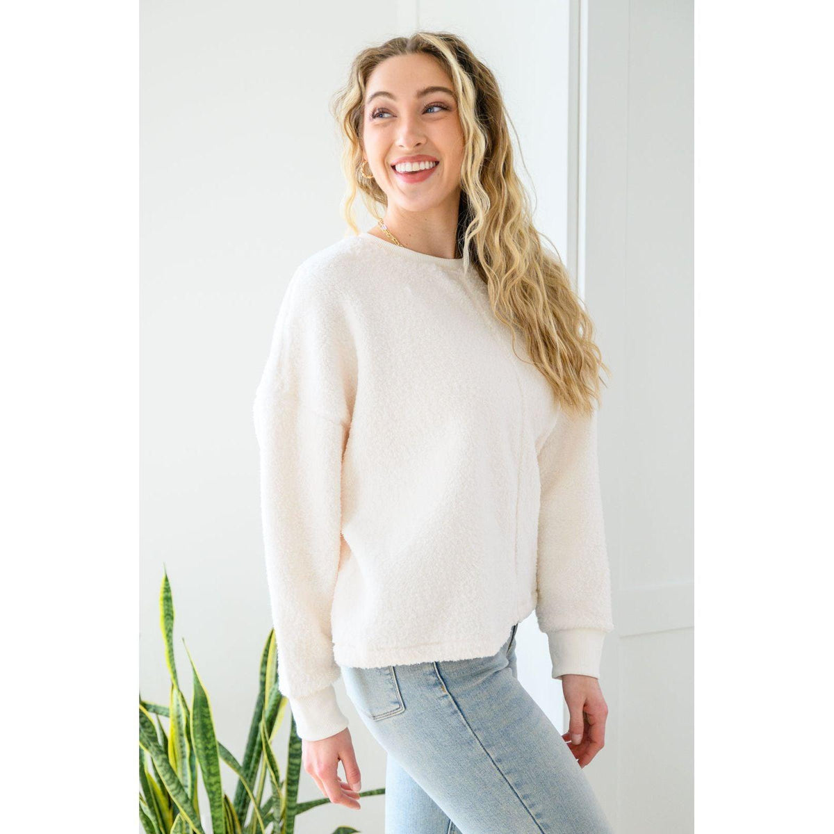 Fuzzy Cuddles Sweater in Off White - becauseofadi