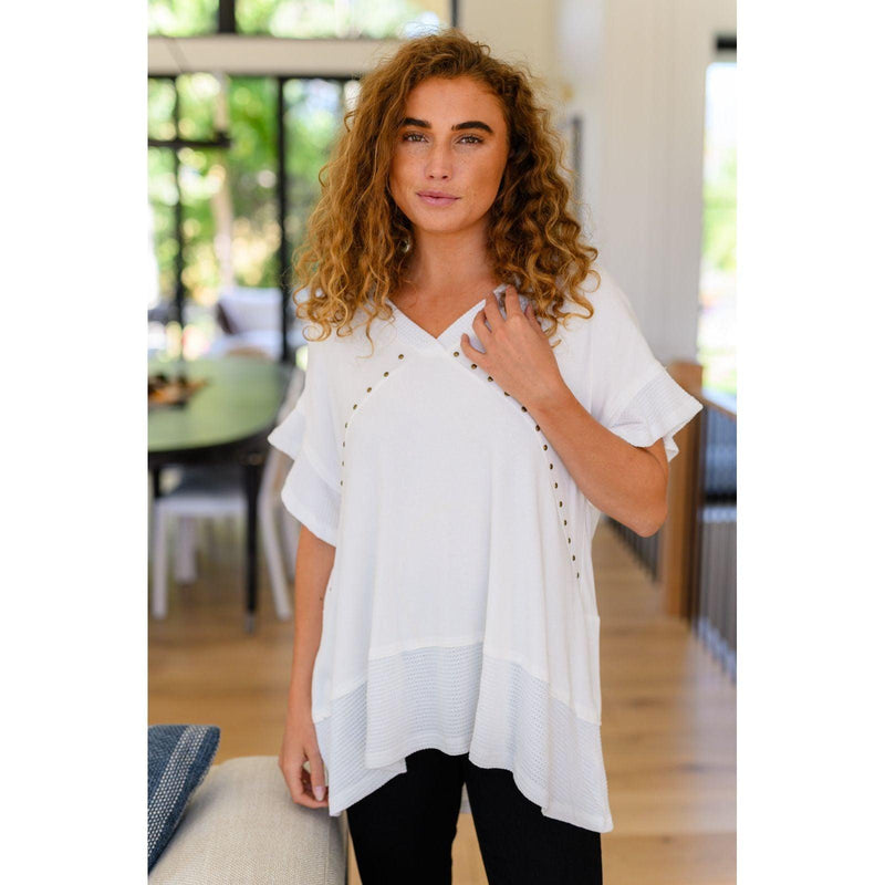 Giving In V Neck Spliced Top - becauseofadi