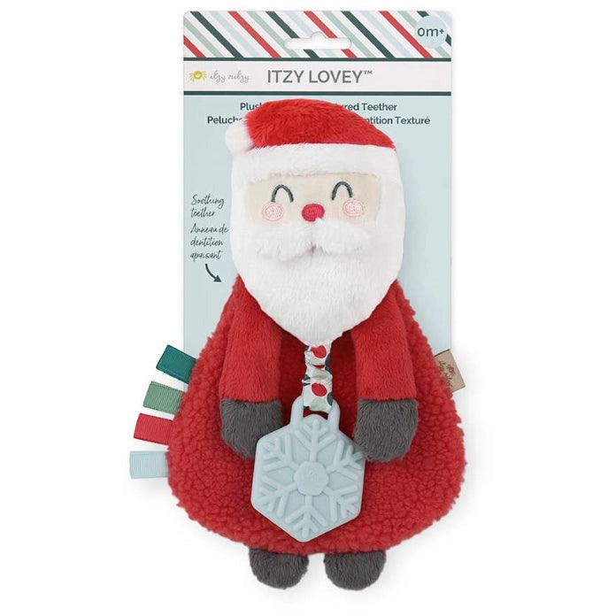 Holiday Santa Itzy Lovey Plush + Teether Toy | Baby Teether | Plush Baby Toy - becauseofadi