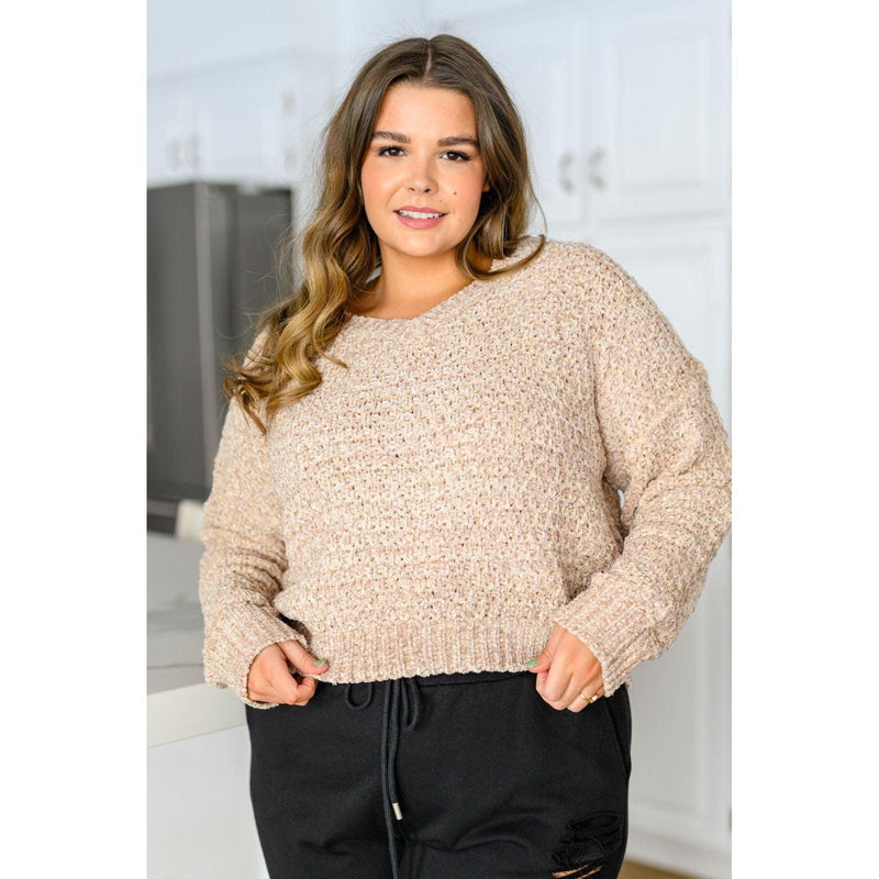 Irish Coffee Knitted Crop V Neck Sweater - becauseofadi