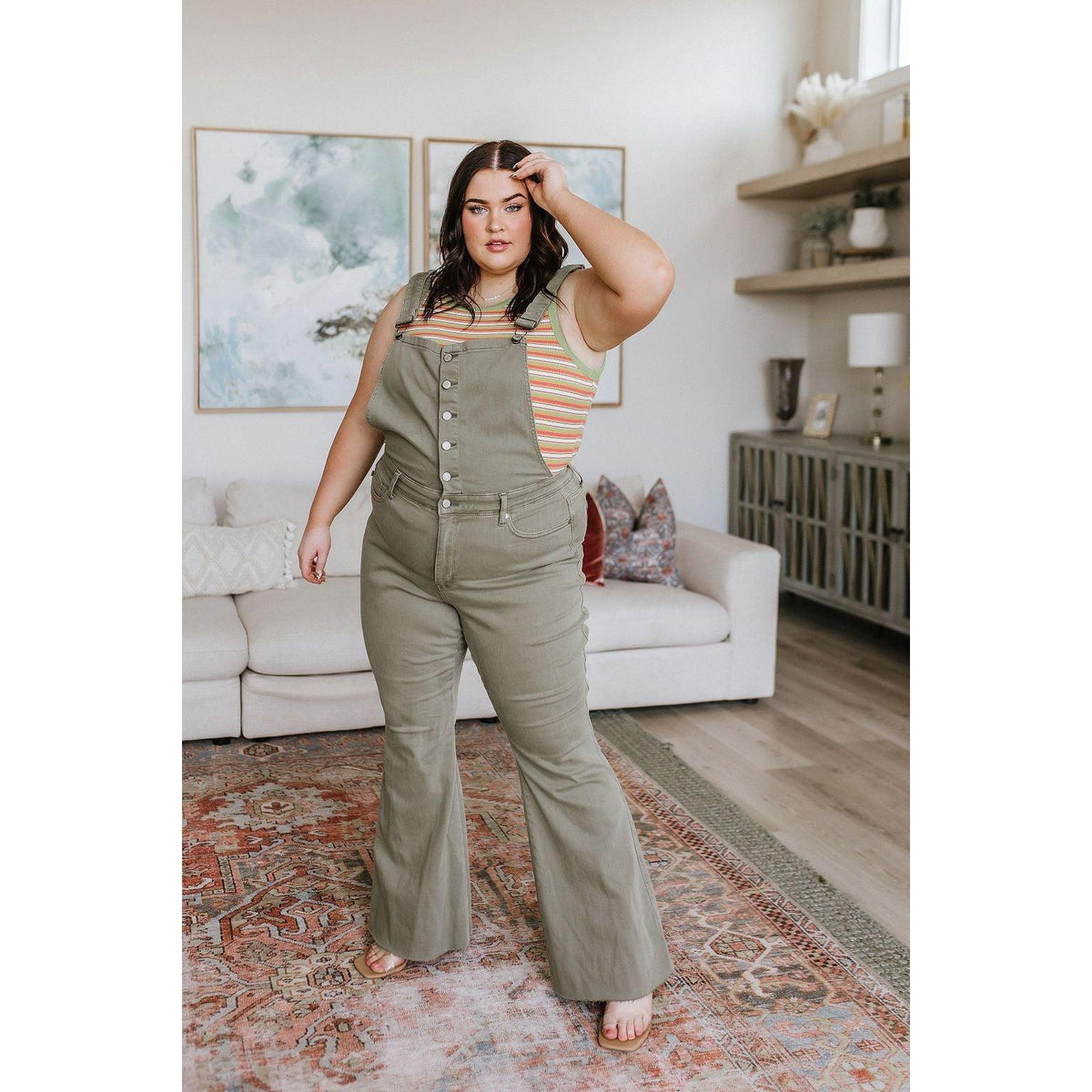 Olivia Control Top Release Hem Overalls in Olive | Judy Blue - becauseofadi