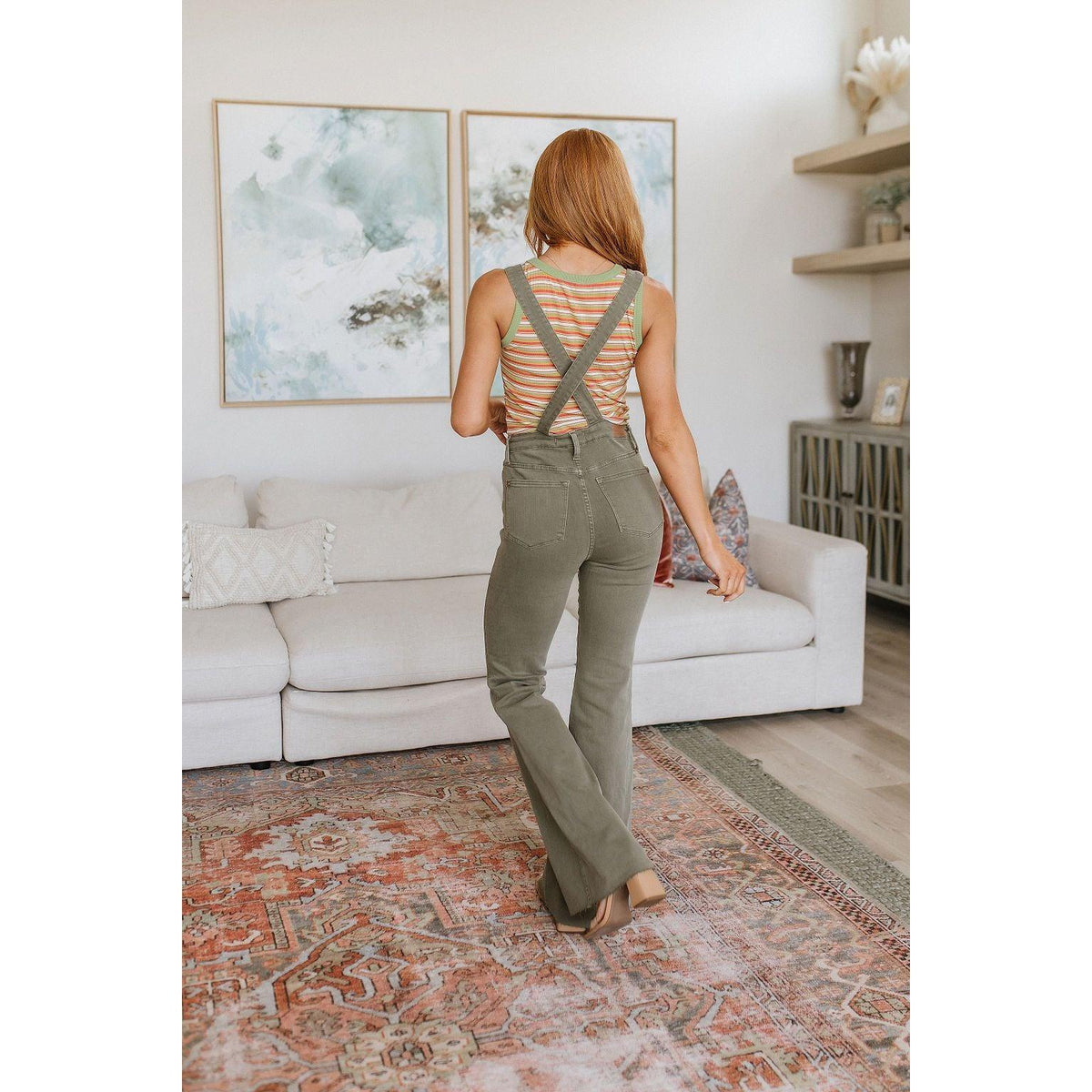 Olivia Control Top Release Hem Overalls in Olive | Judy Blue - becauseofadi