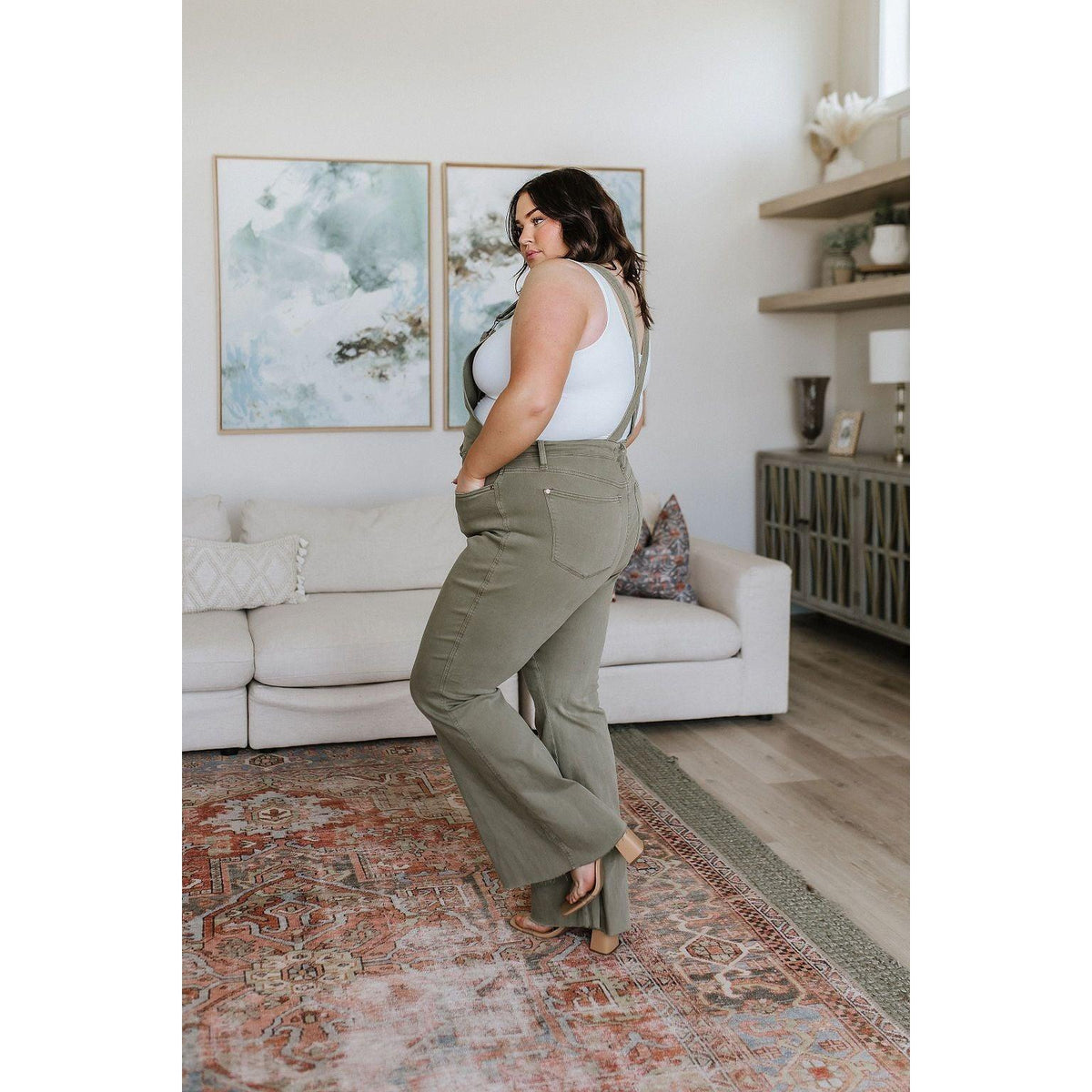 Olivia Control Top Release Hem Overalls in Olive | Judy Blue - becauseofadi