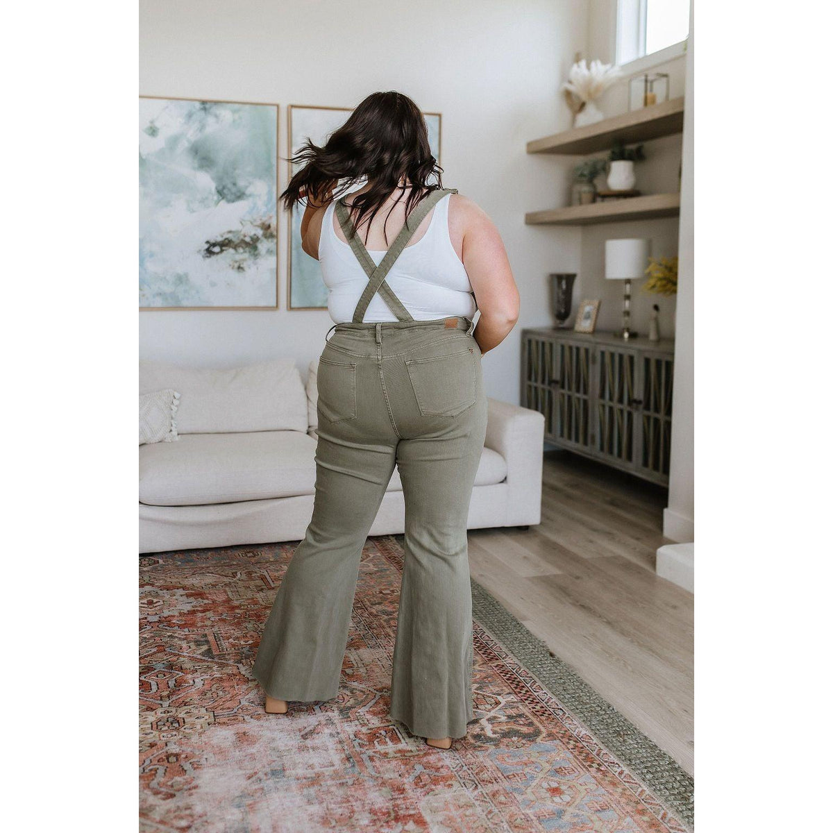 Olivia Control Top Release Hem Overalls in Olive | Judy Blue - becauseofadi