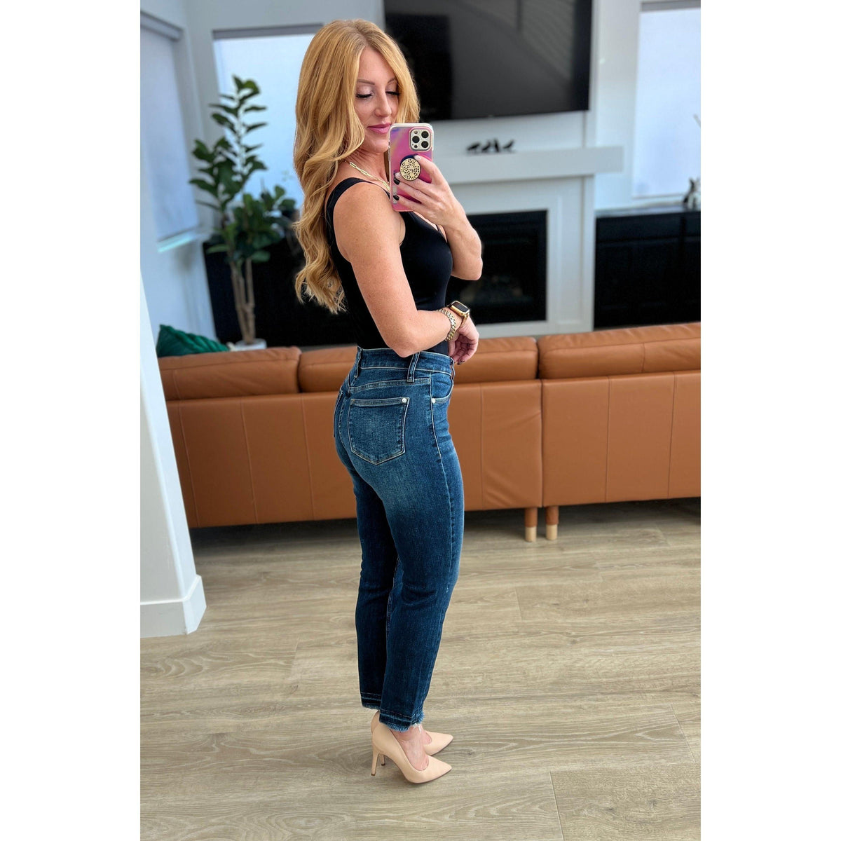 Judy Blue | Phillipa High Rise Release Hem Slim Jeans - becauseofadi