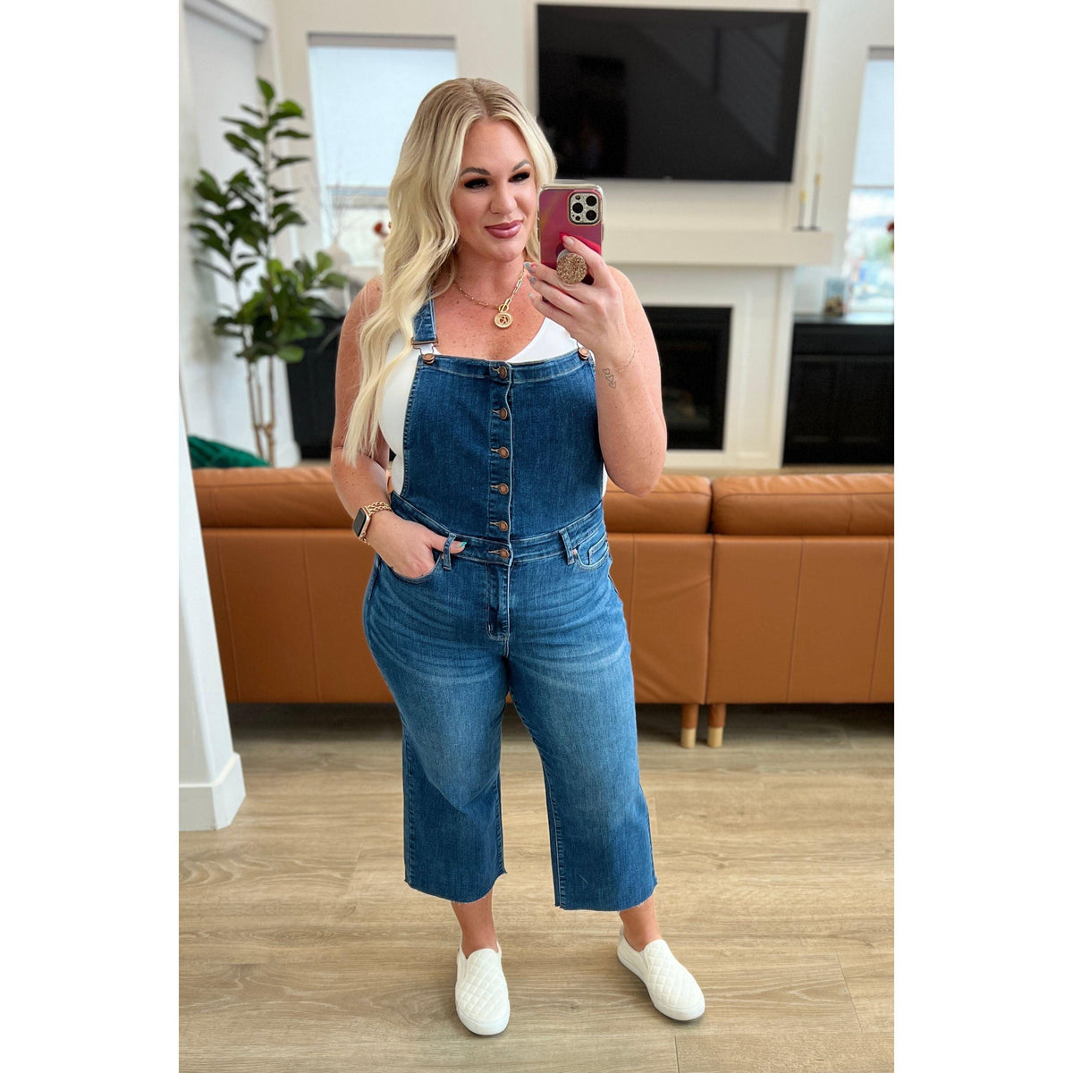 Judy Blue | Priscilla High Rise Crop Wide Leg Denim Overalls - becauseofadi